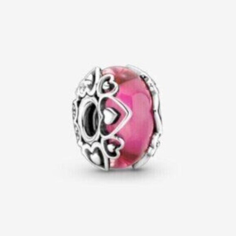 Pandora Reveal Your Love Pink Murano Glass Charm